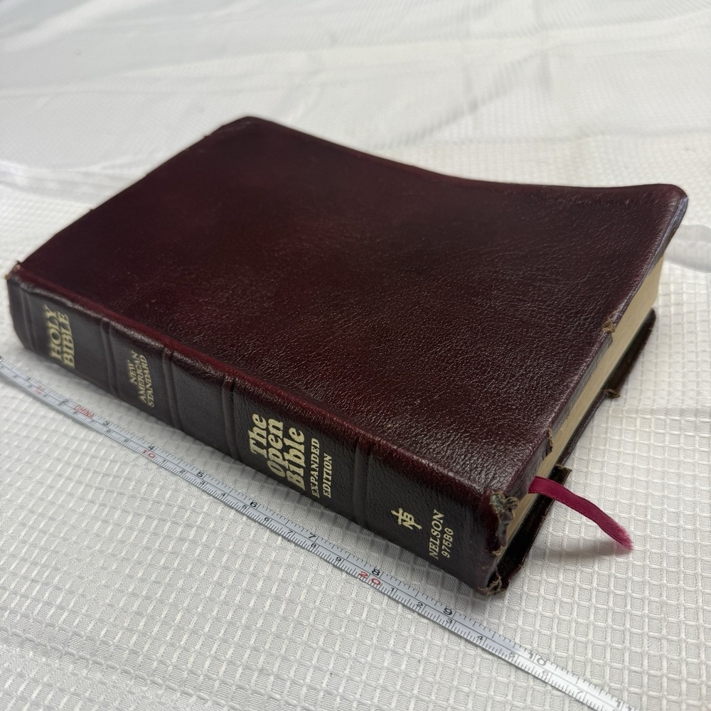 Nelson Open Bible 1985 KJV Expanded Edition Genuine Leather Soft Cover Red